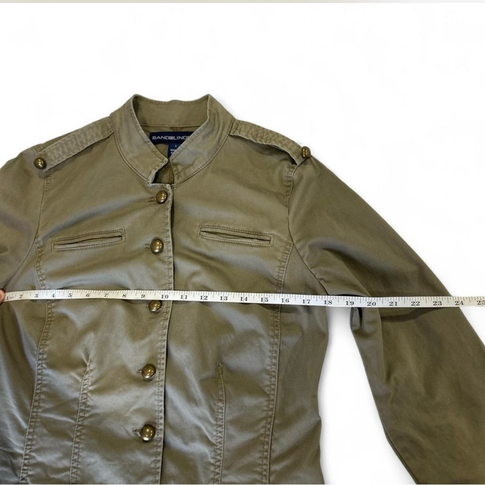 Military Green Napoleon Style Jacket with Brass Hardware Pointed Hemline Size M - Picture 5 of 8